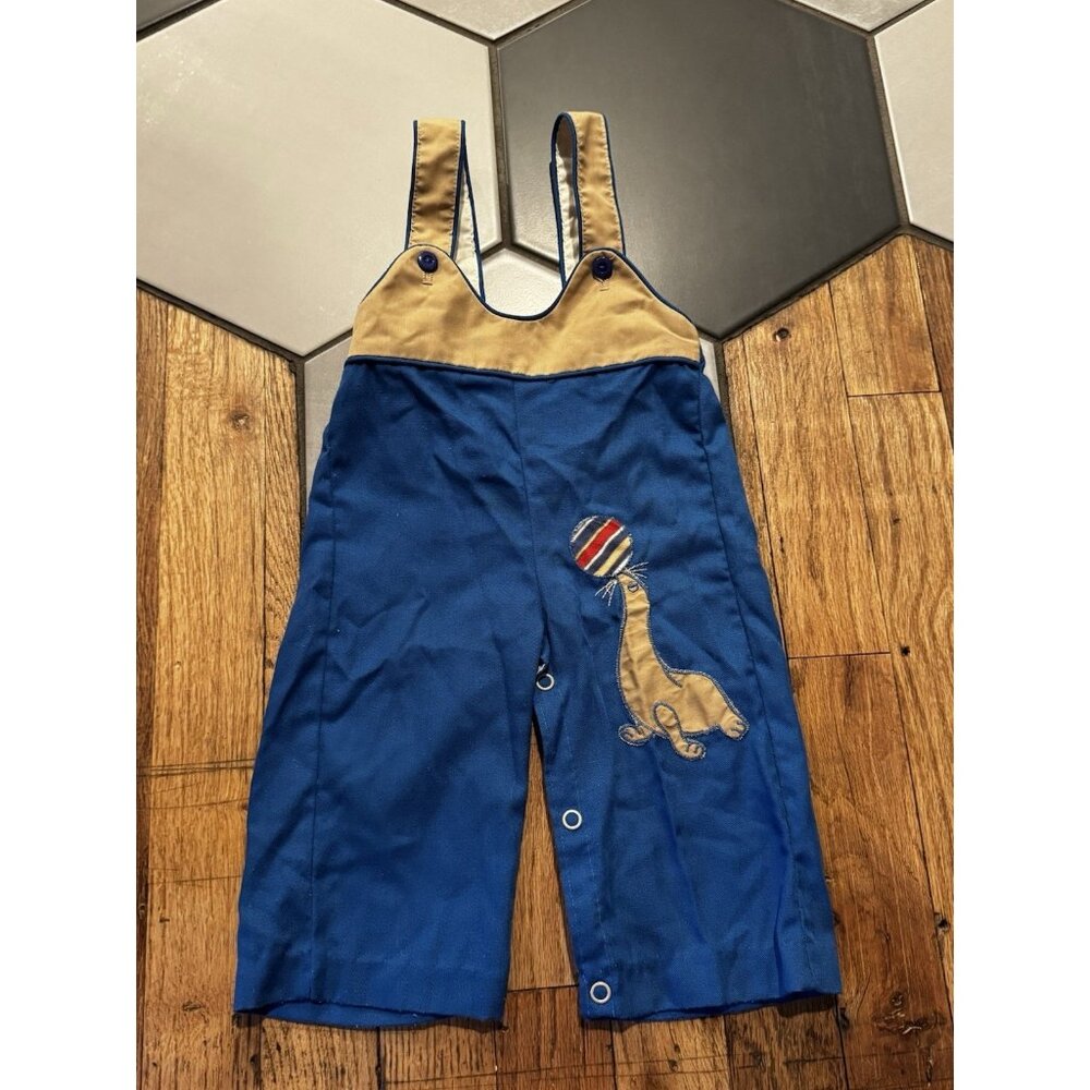 Vintage kids overalls Seal & Ball Ocean Animal Blue Unbranded 6M  9m